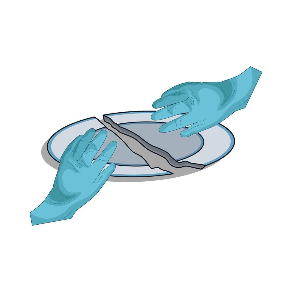 Broken Plate in Someone's Hand vector