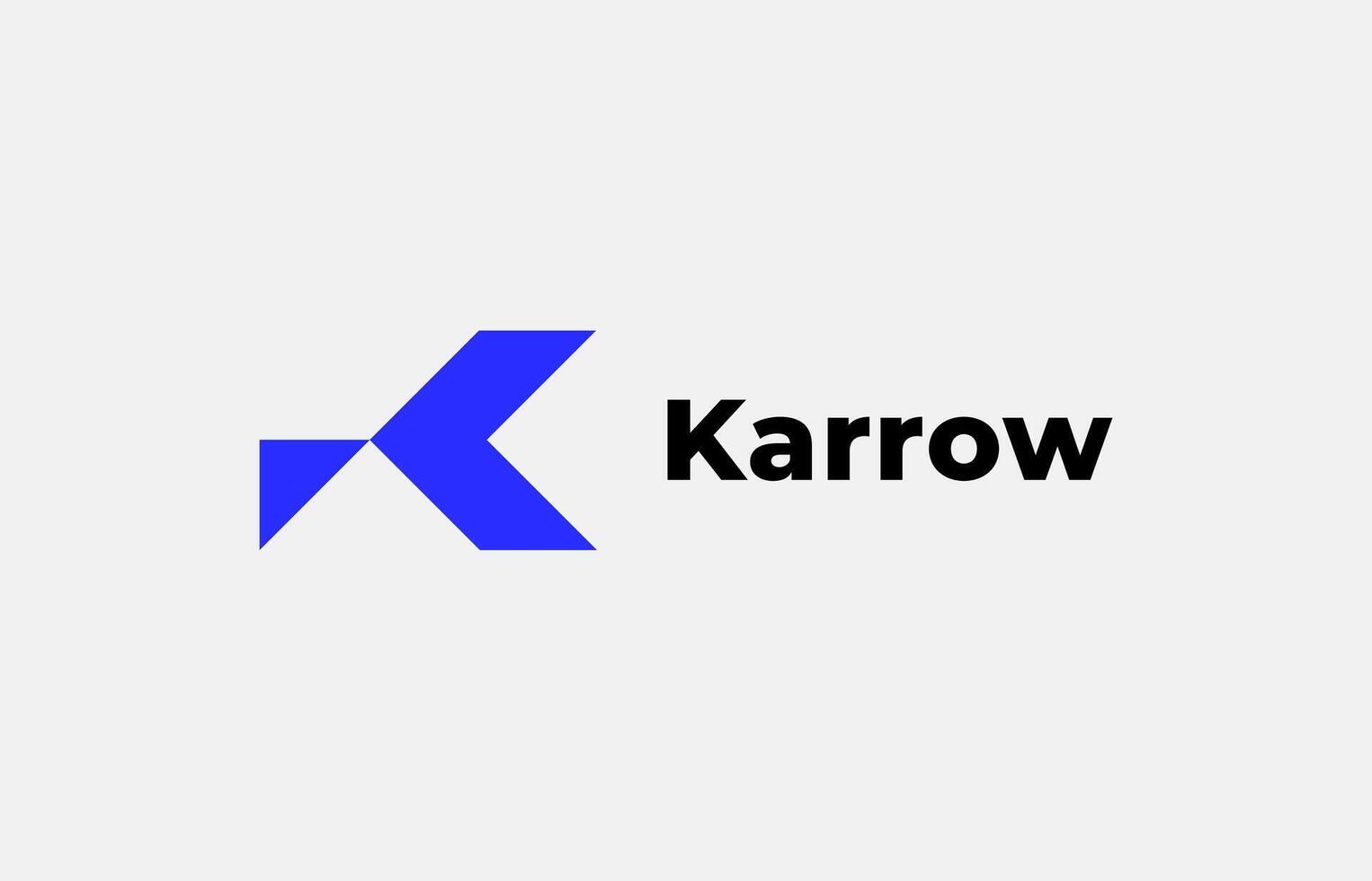 Logo Arrow and Letter K, fintech, technology, arrow, growth and increase symbols icon. Editable file vector