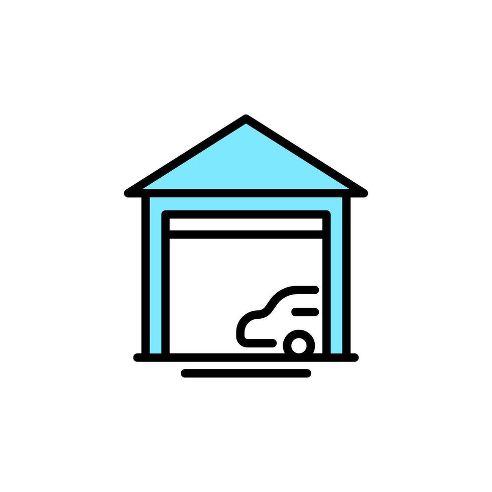 Flat Icon Line Building car garage symbols editable file vector