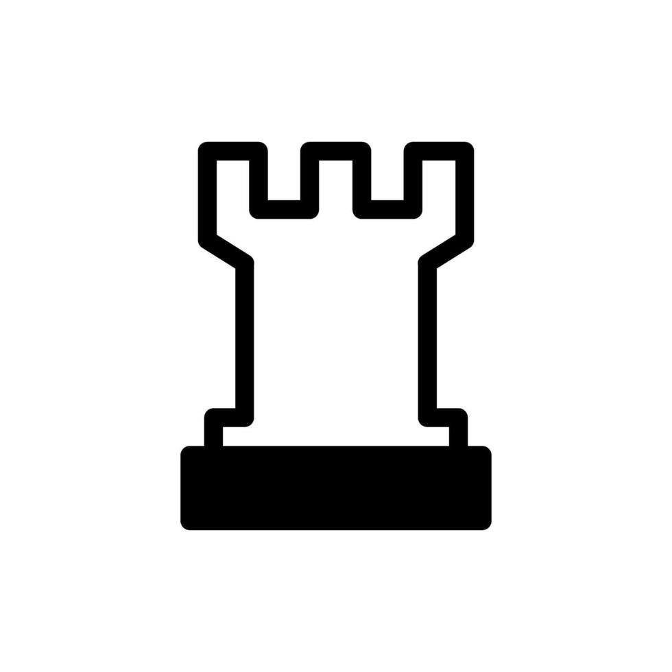 Semi solid Icon Glyph Rook chess piece, strategy game symbol design vector