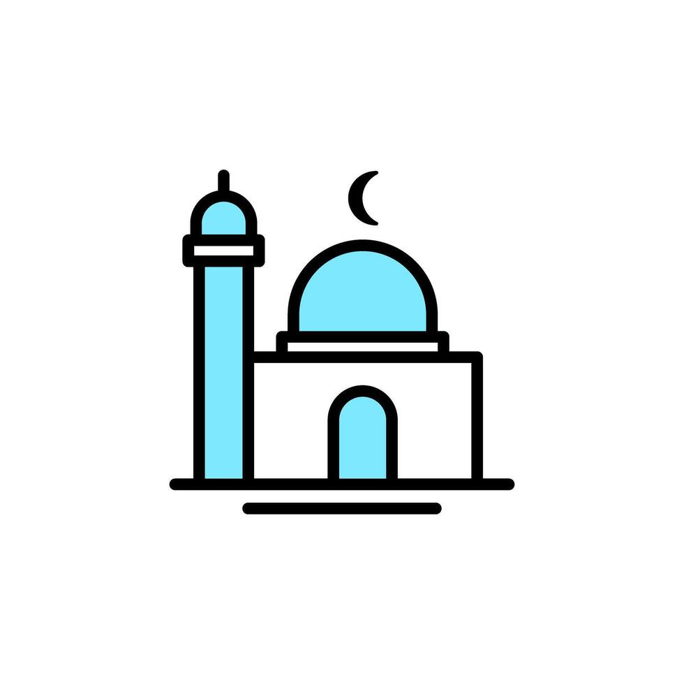 Flat Icon Line Building mosque muslim symbols editable file vector