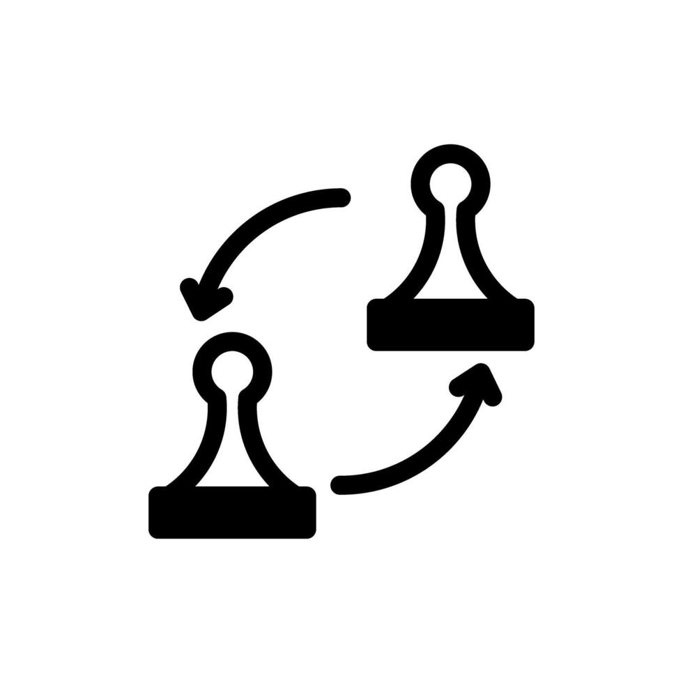 Semi solid Icon Glyph two pawns switch position, chess piece strategy game symbol design vector