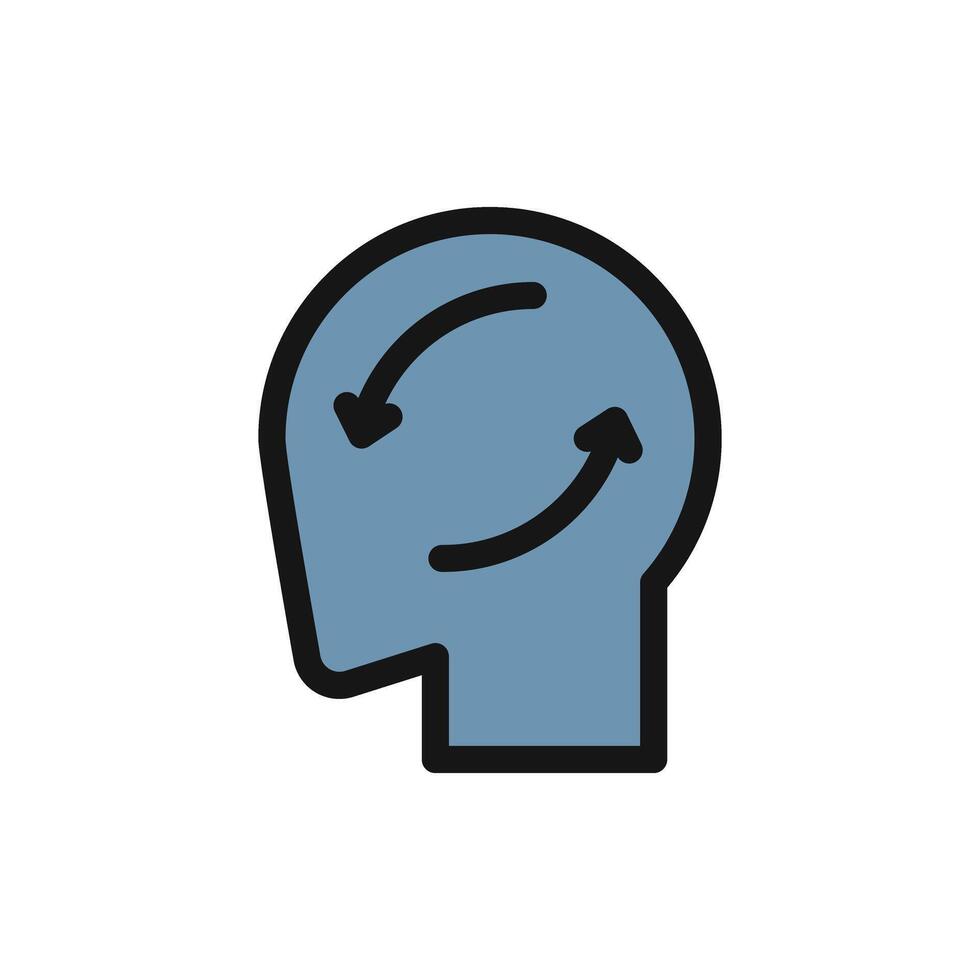 Flat Icon Line thinking head, strategy symbol design vector