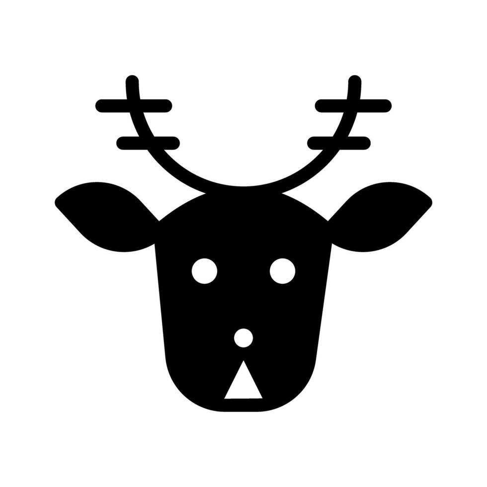 Solid Icon Glyph christmas deer head, winter holiday symbol element vector
