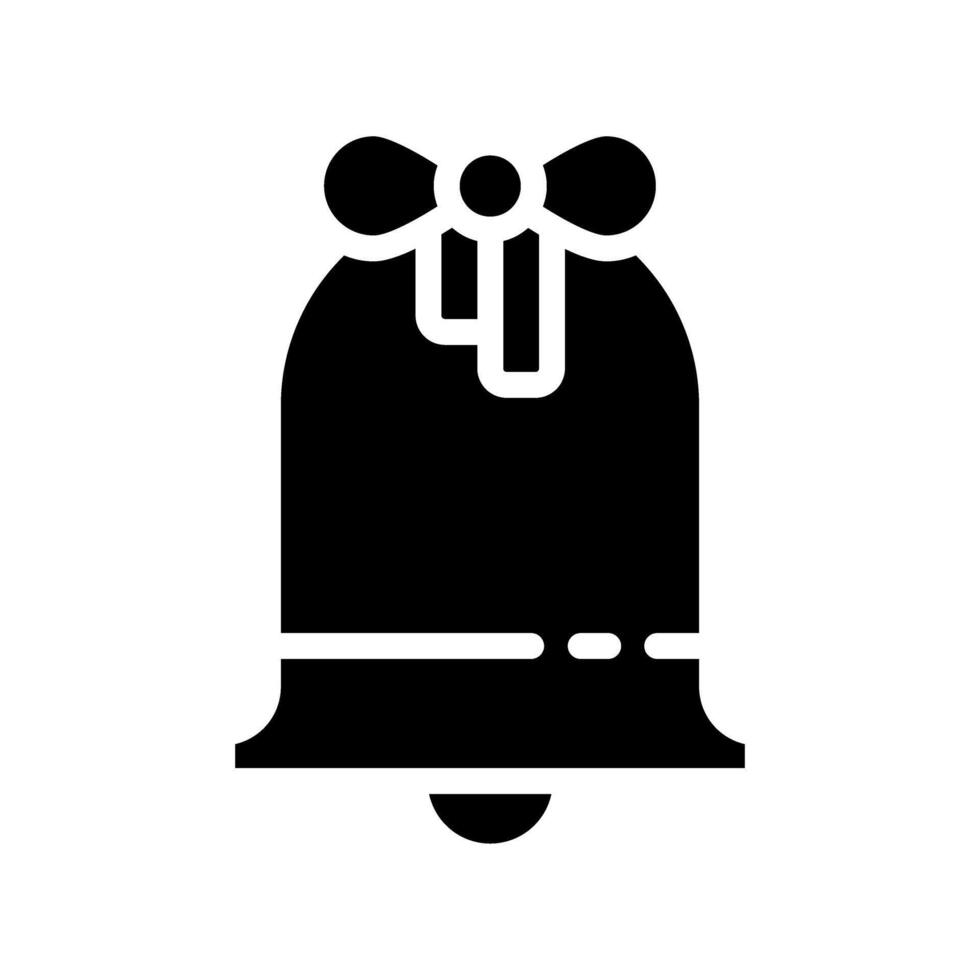 Solid Icon Glyph christmas bell, winter holiday symbol element vector