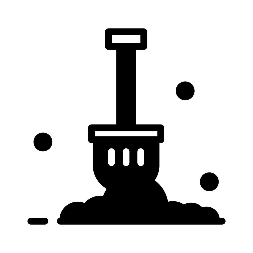 Solid Icon Glyph christmas snow shovel, spade, winter holiday symbol element vector