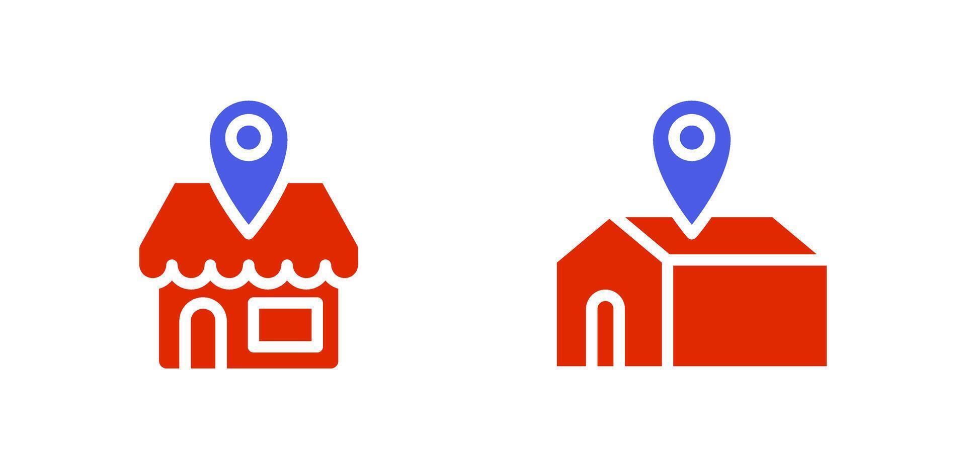 Icon flat colorful pin location store and home, maps delivery. Editable file vector