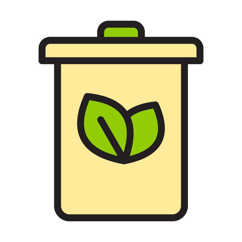 Icon flat trash bin and leaf, rubbish bin and leaf, nature go green and save earth. Editable file vector