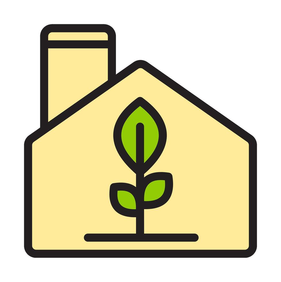 Icon flat home and chimney with leaf ecology, nature go green and save earth. Editable file vector