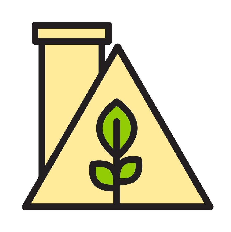 Icon flat roof and chimney with leaf ecology, nature go green and save earth. Editable file vector