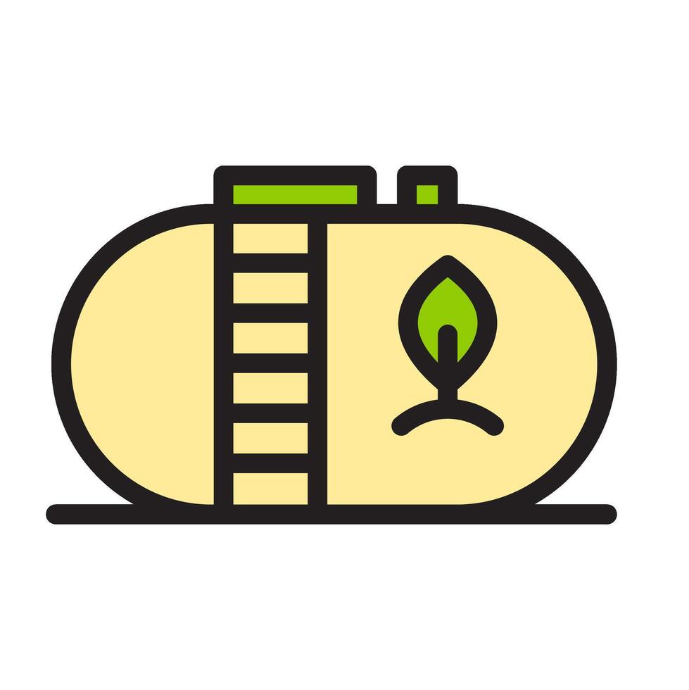 Icon flat gas tack or container with leaf ecology, nature go green and save earth. Editable file vector