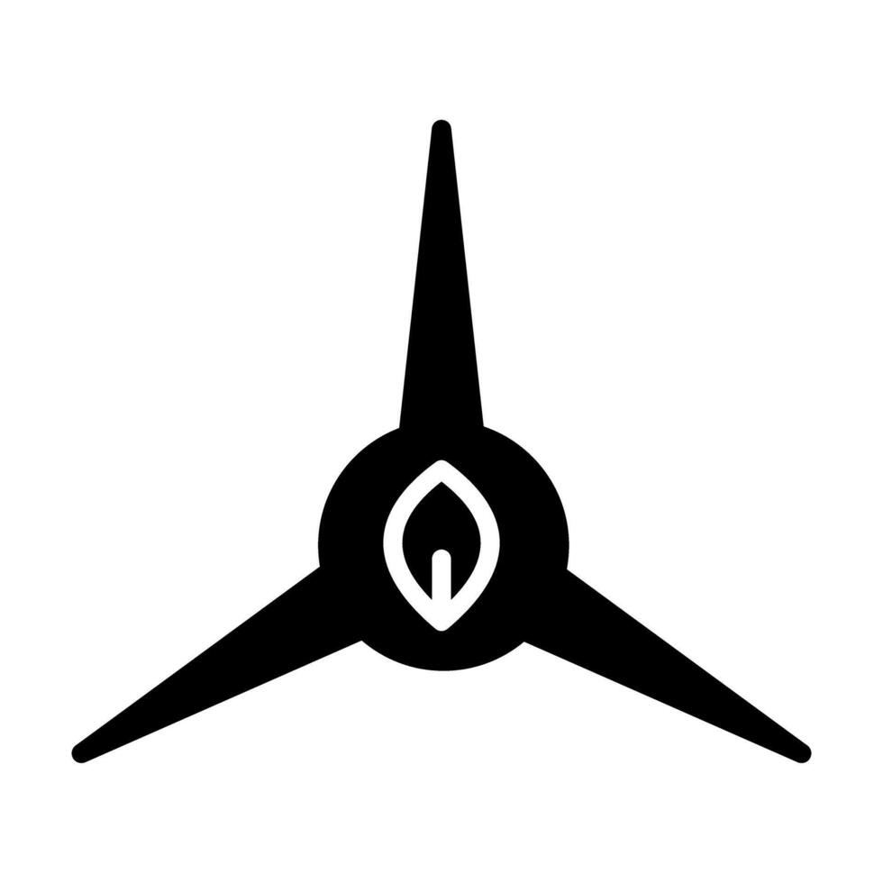 Icon solid glyph turbine wind power ecology energy, nature go green and save earth. Editable file vector