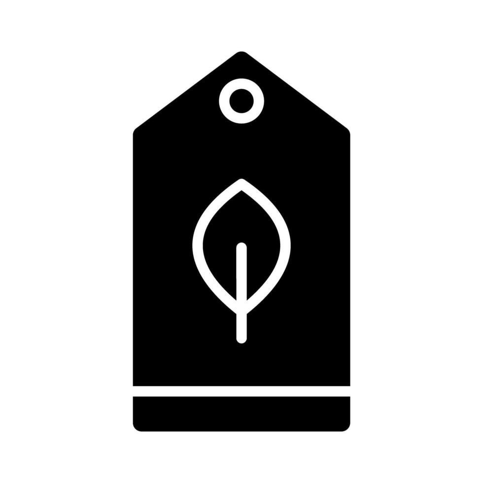 Icon solid glyph shopping tag with leaf ecology, nature go green and save earth. Editable file vector