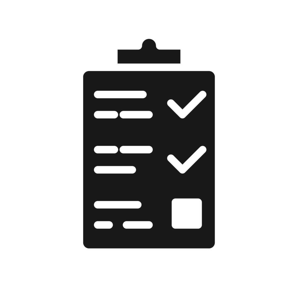 Glyph or solid check list, school equipment, back to school concept. Editable file vector