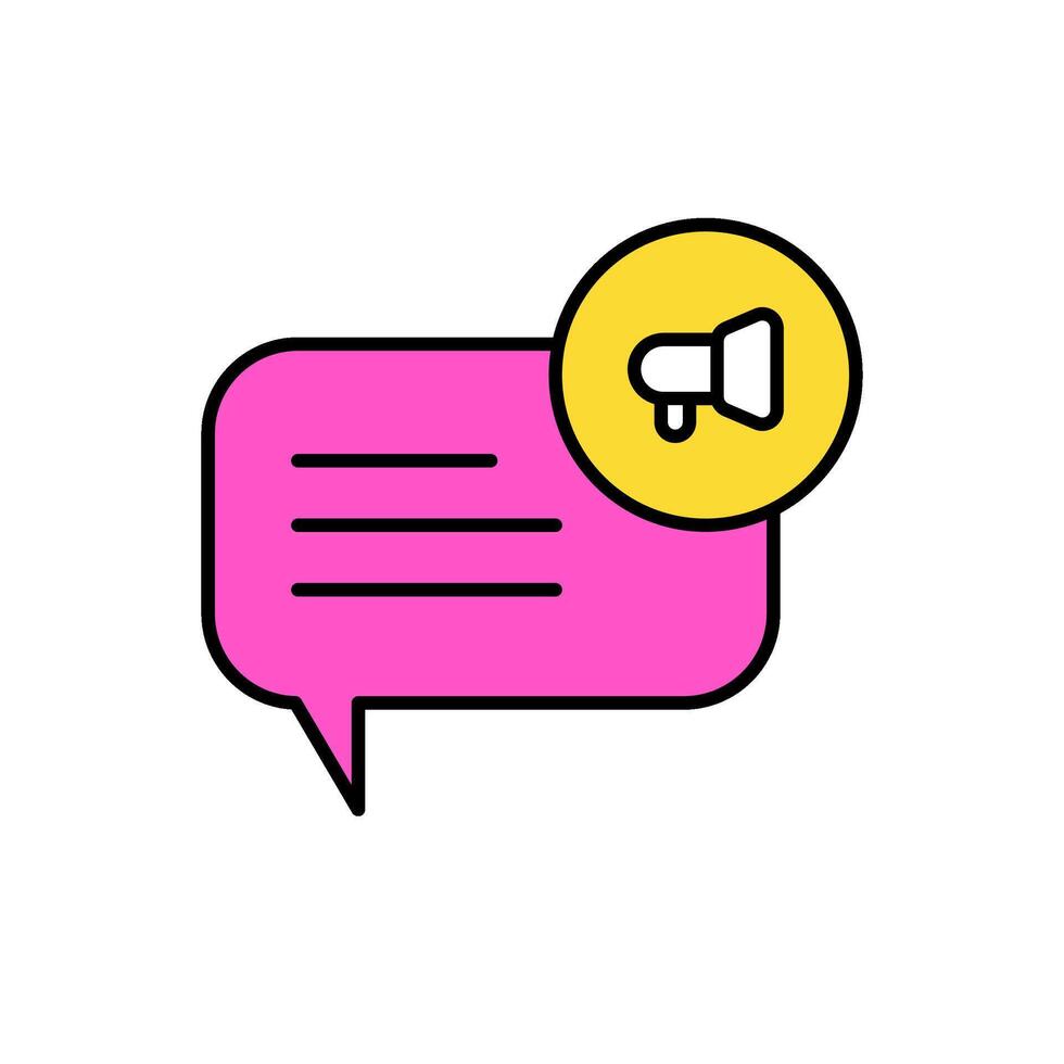 icon flat bubble and text chat with megaphone symbols. Editable file vector
