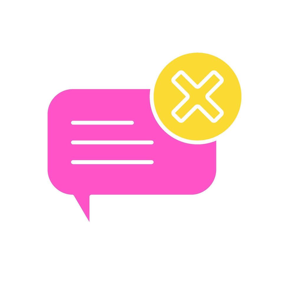 icon glyph colors bubble and text chat with cancel x symbols. Editable file vector