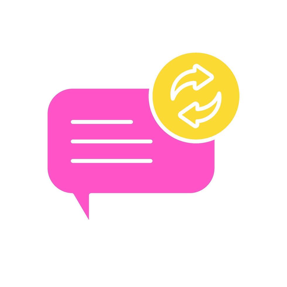 icon glyph colors bubble and text chat with repeat symbols. Editable file vector