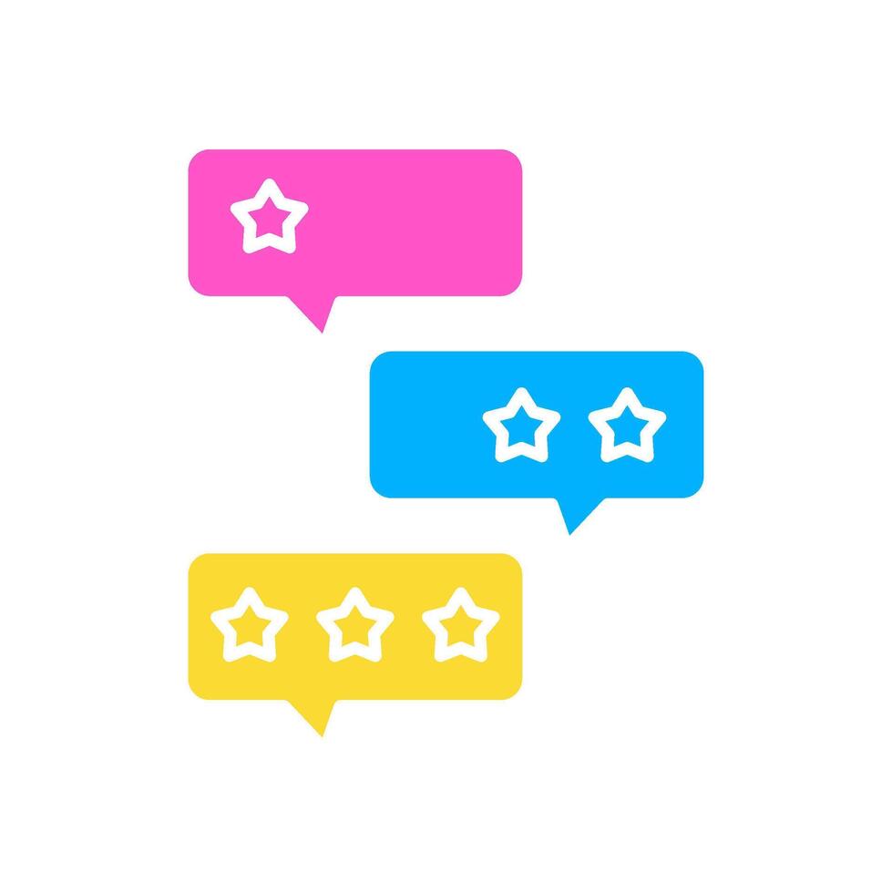 icon glyph colors bubble chats with rating star shape. Editable file vector