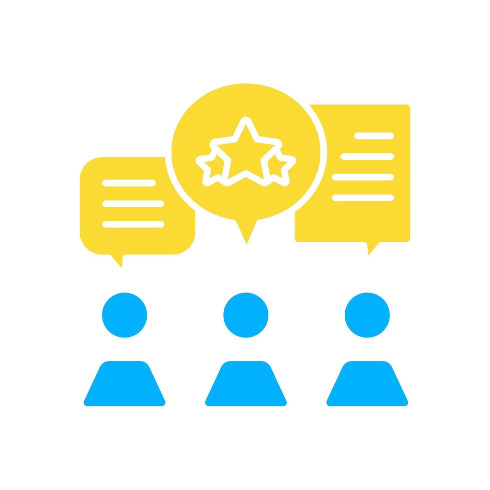 icon glyph colors people giving review and feedback with bubble chat. Editable file vector