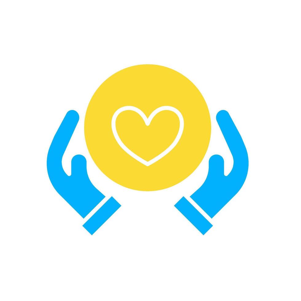 icon glyph colors hands hold love shape. Editable file vector