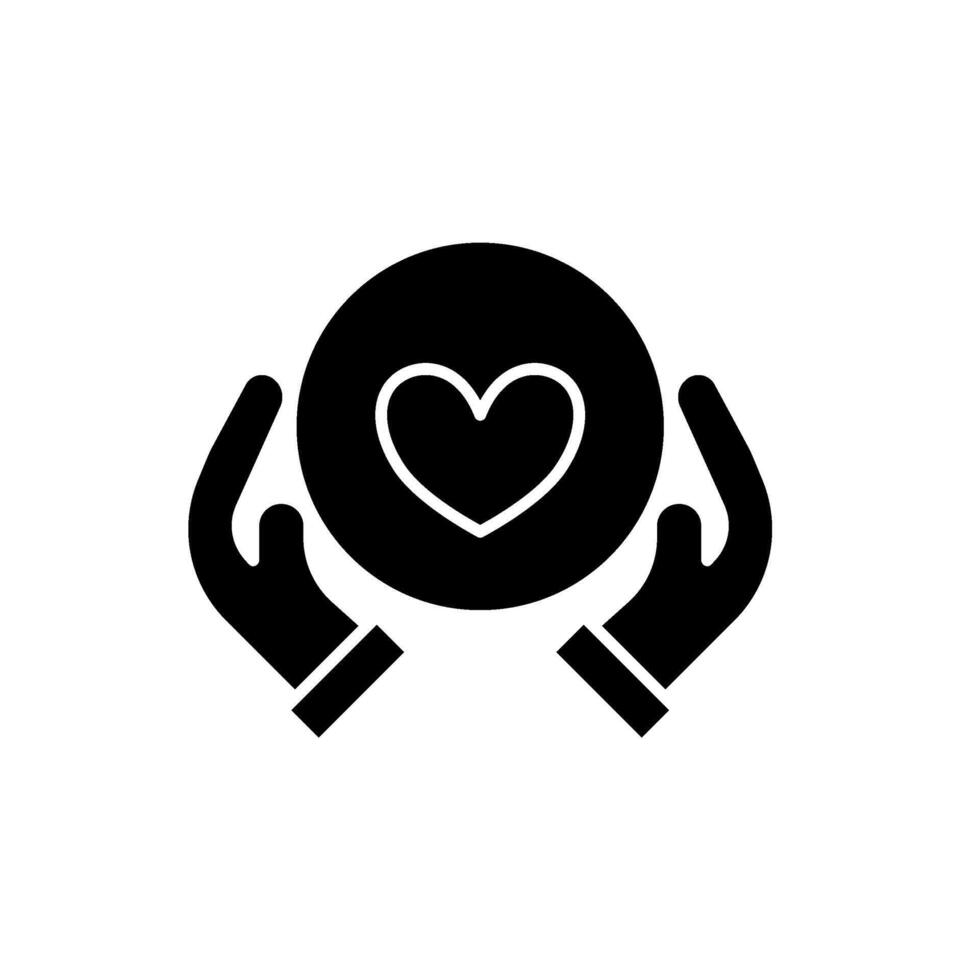 icon solid glyph hands hold love shape. Editable file vector