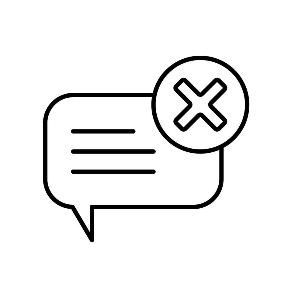 icon line bubble and text chat with cancel x symbols. Editable file vector