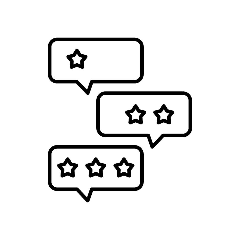 icon line bubble chats with rating star shape. Editable file vector