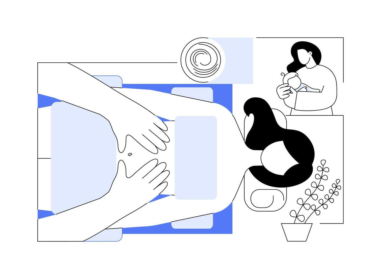 Postnatal massage isolated cartoon illustrations. vector