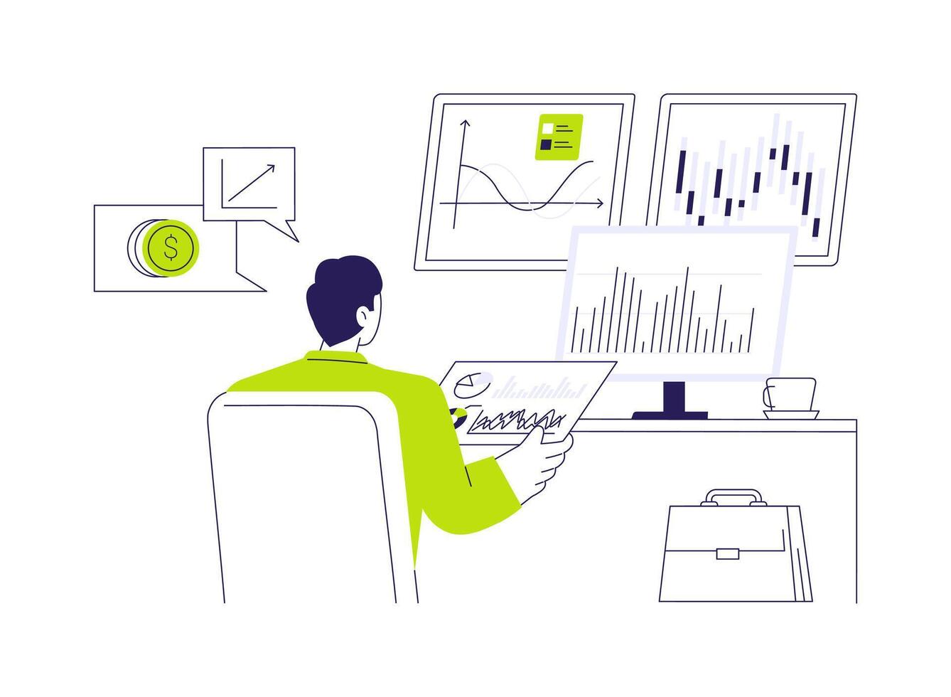 Data-driven investment strategy abstract concept illustration. vector