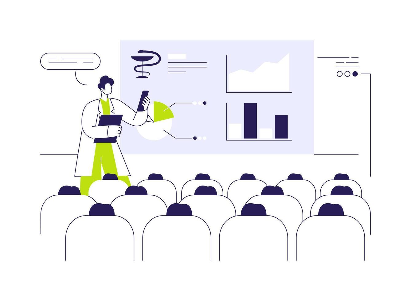 Healthcare data presentation abstract concept illustration. vector