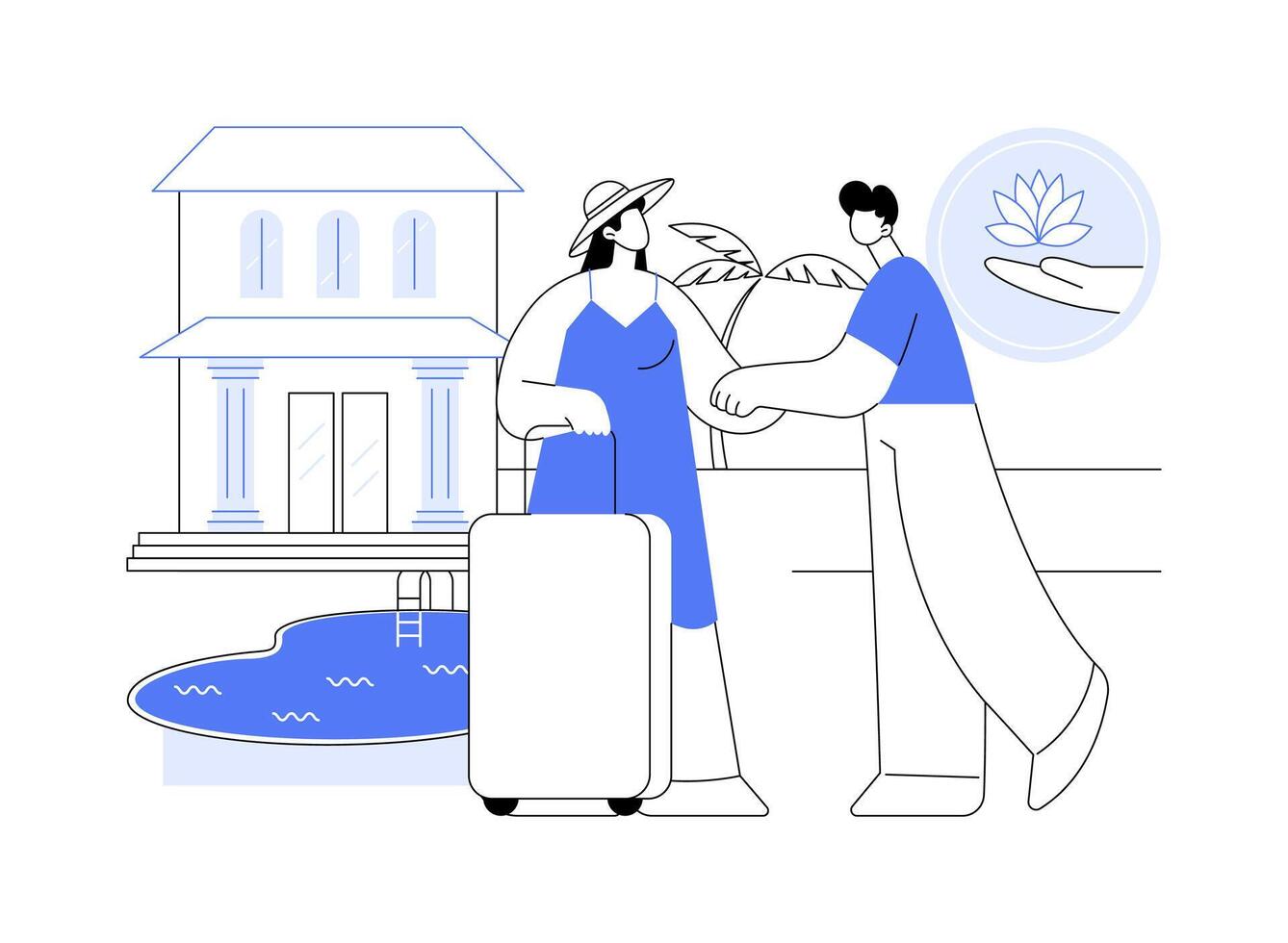 Retreat center guests isolated cartoon illustrations. vector