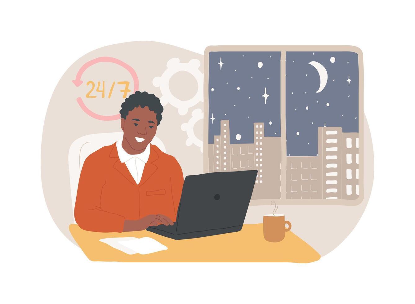 24 hour office access isolated cartoon illustrations. vector