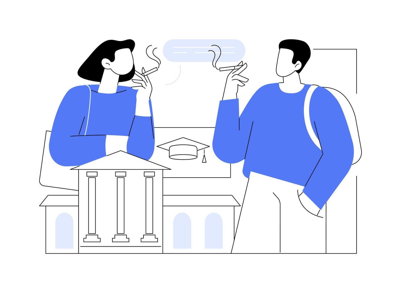Smoking cigarettes isolated cartoon illustrations. vector