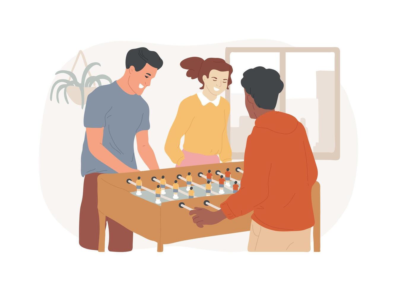 Table soccer fun isolated cartoon illustrations. vector