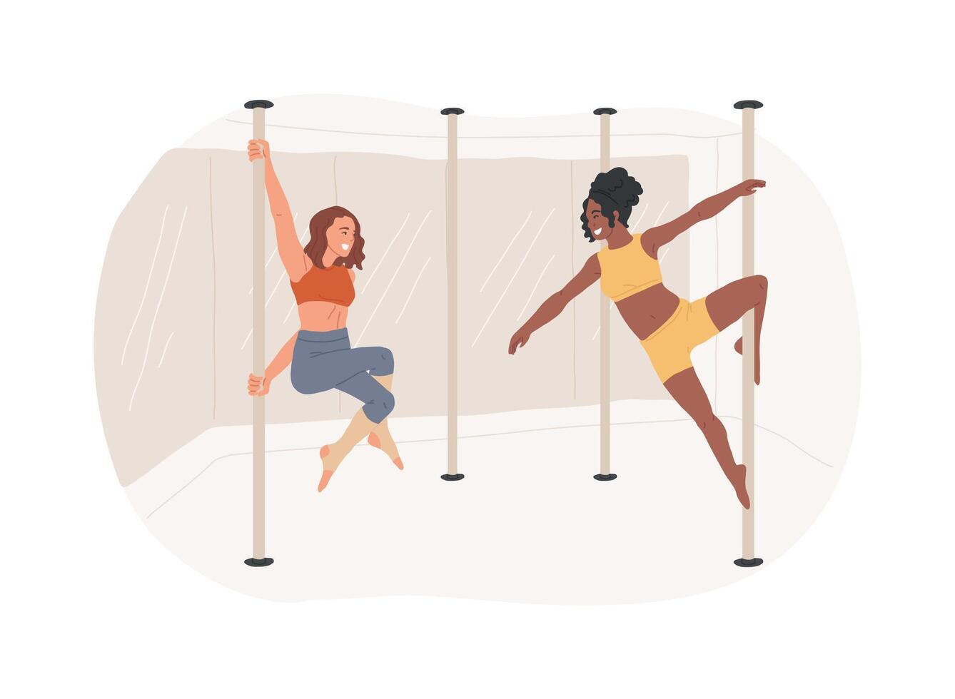 Pole dance classes isolated cartoon illustrations. vector