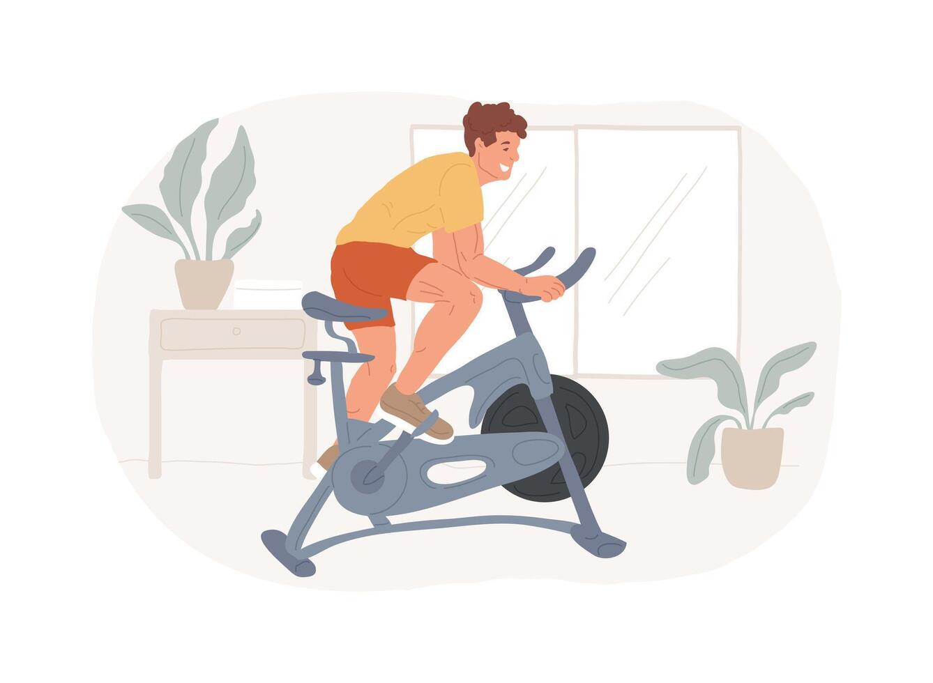 Home cycle training isolated cartoon illustrations. vector