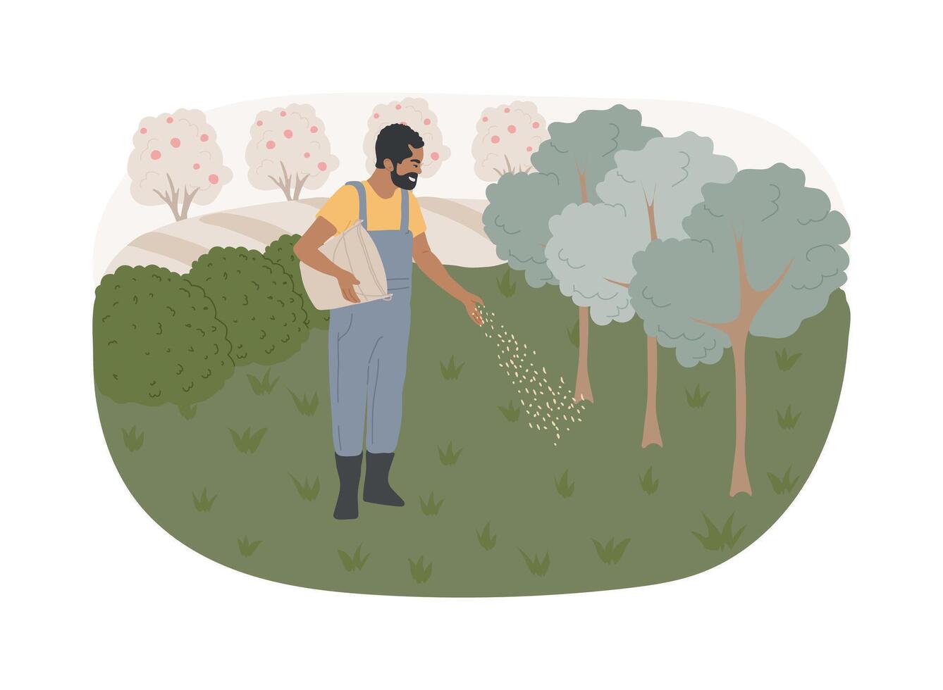 Agroforestry practices isolated cartoon illustrations. vector
