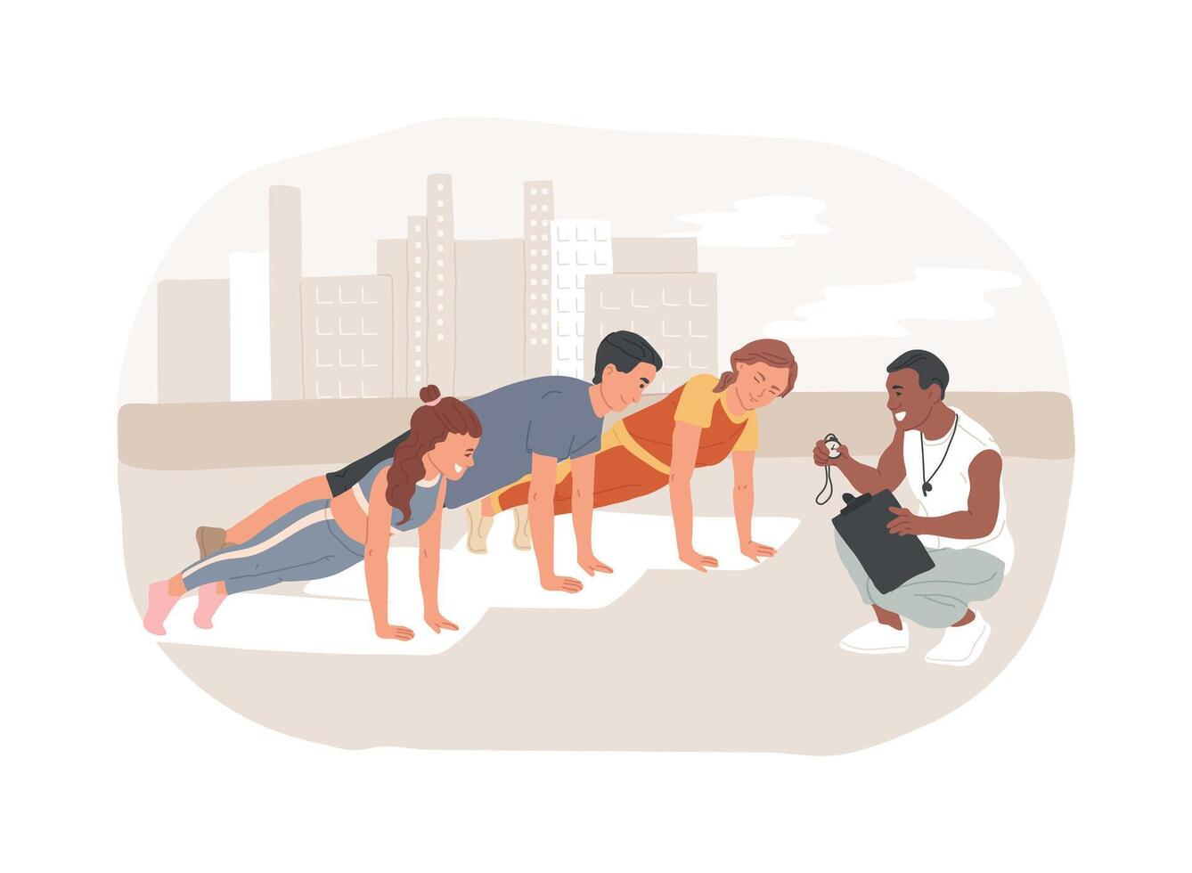Training group isolated cartoon illustrations. vector