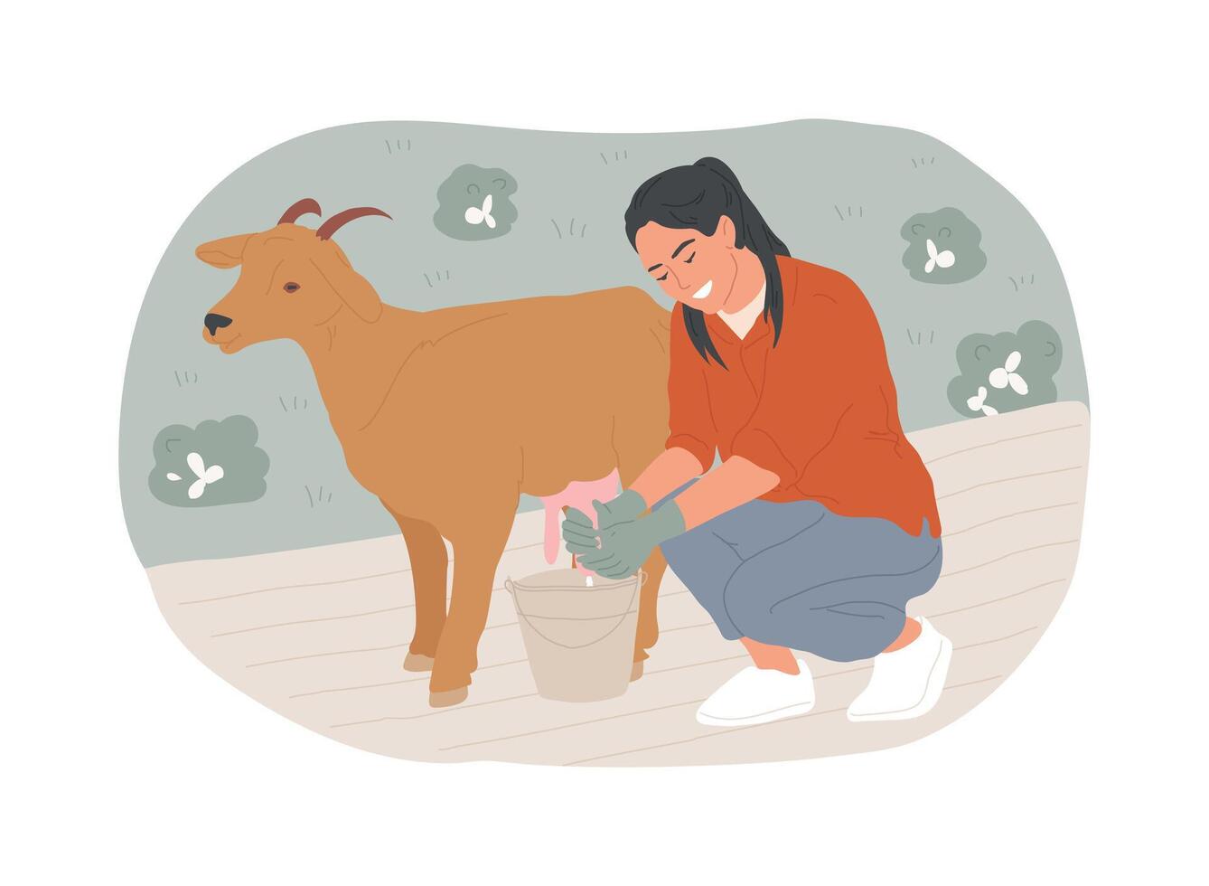 Organic goat milk isolated cartoon illustrations. vector