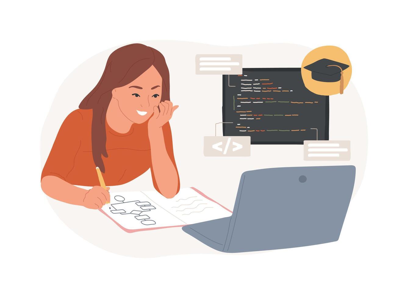Development course isolated cartoon illustrations. vector