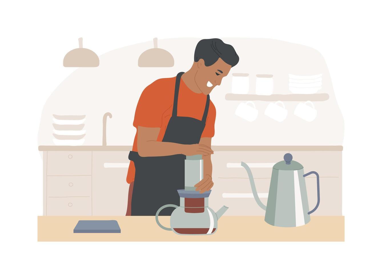Aeropress coffee isolated cartoon illustrations. vector