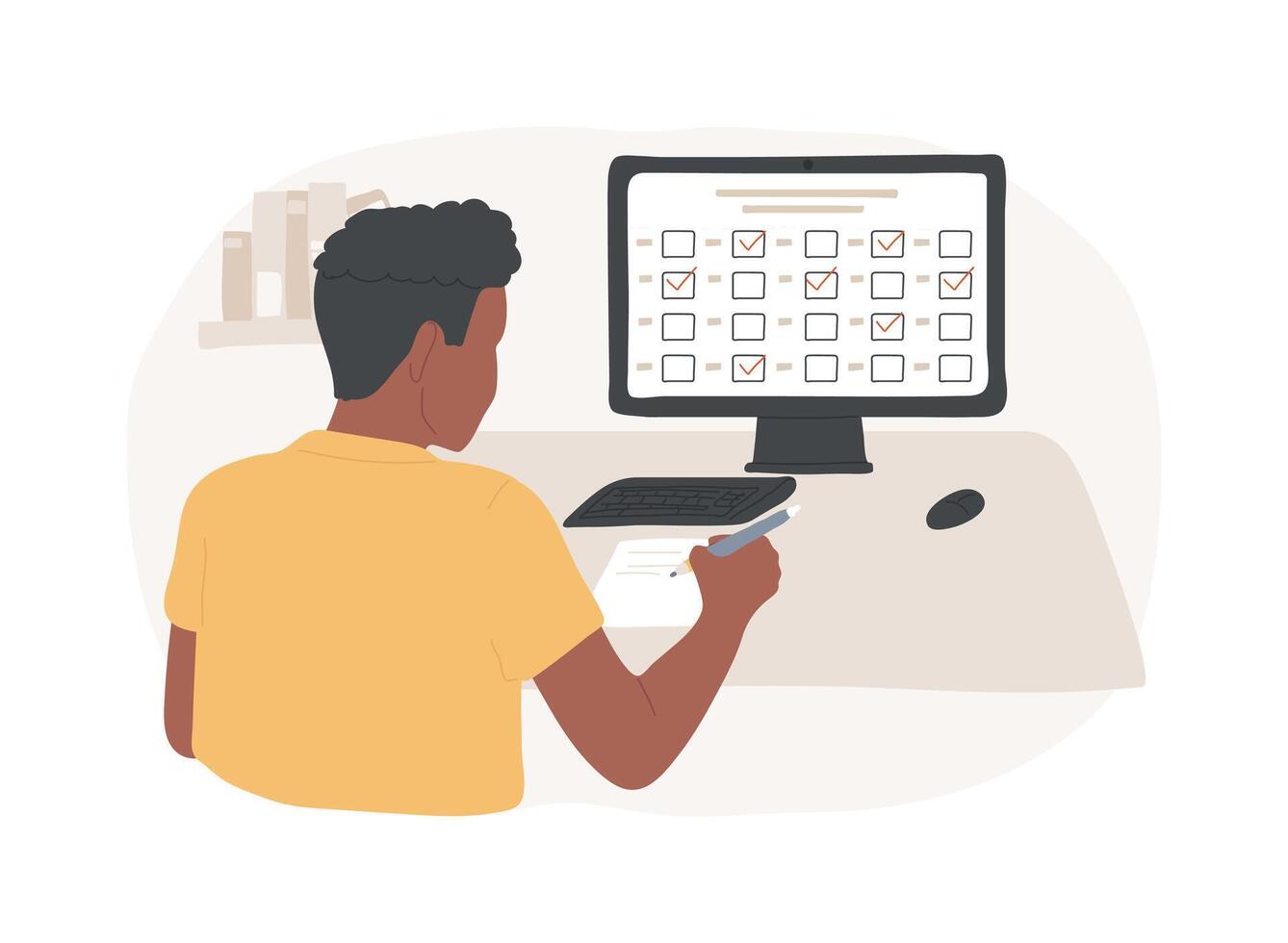 Online exam isolated cartoon illustrations. vector