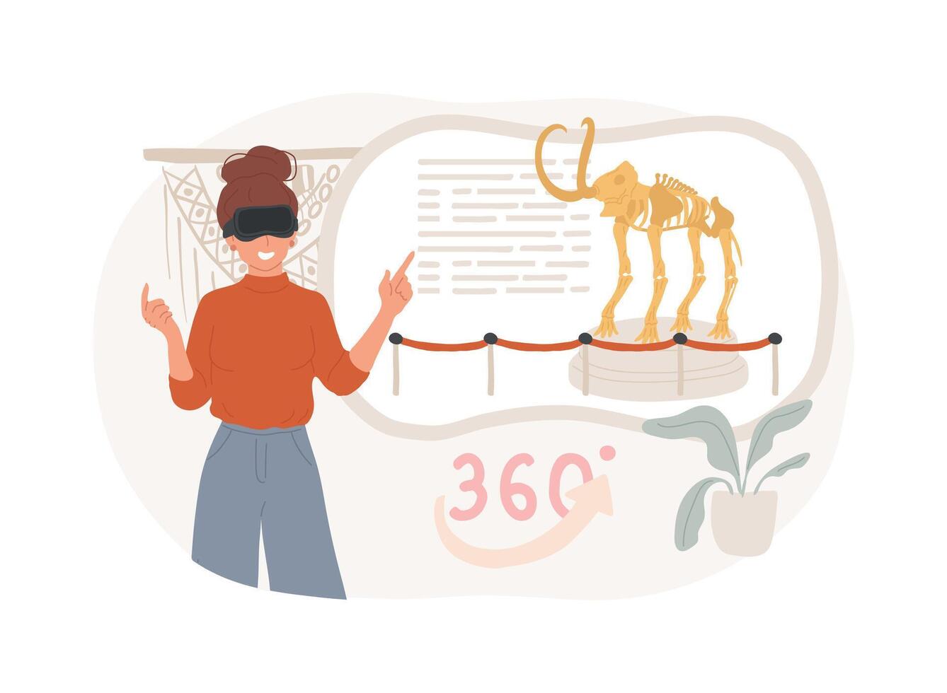 Virtual museum visit isolated cartoon illustrations. vector