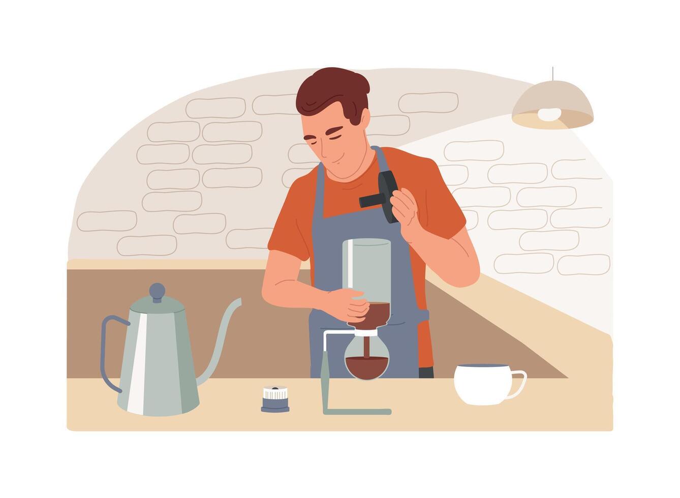 Siphon coffee maker isolated cartoon illustrations. vector