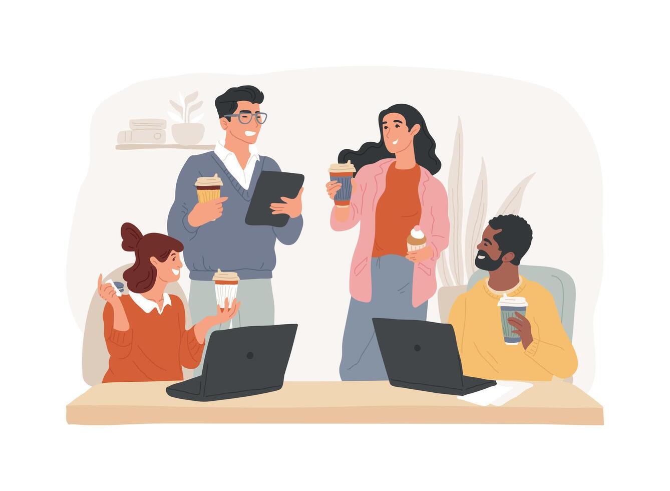 Morning in the office isolated cartoon illustrations. vector