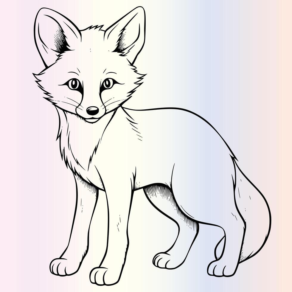 Fox Coloring Page Drawing For Kids vector