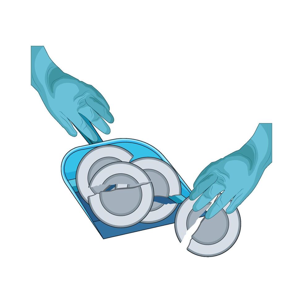 illustration of Broken Plate Collected in Dustpan vector