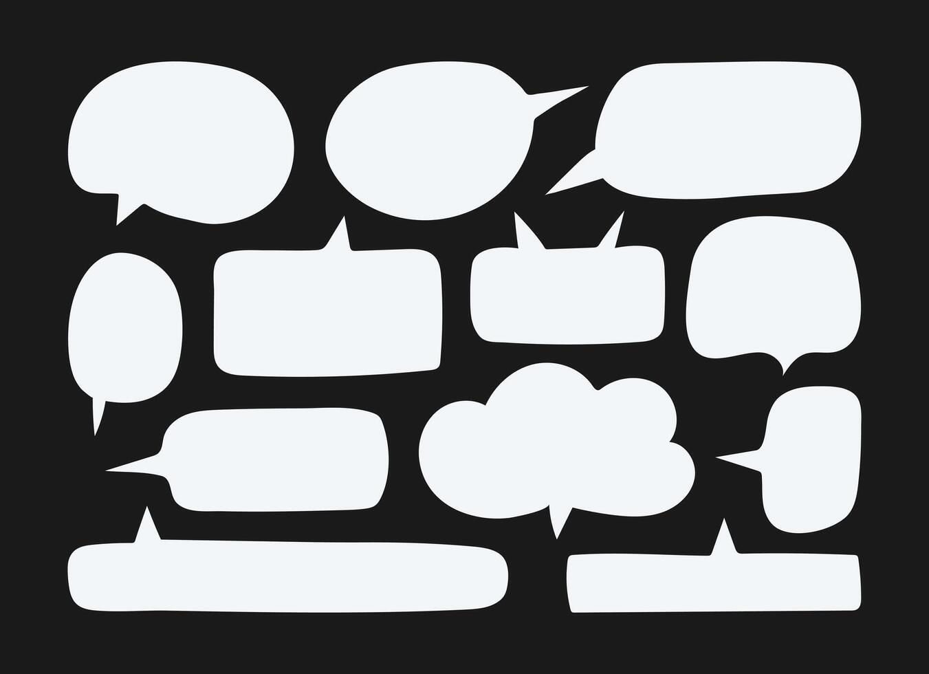 White hand drawn doodle Speech bubble. Empty text box for message and thinking vector