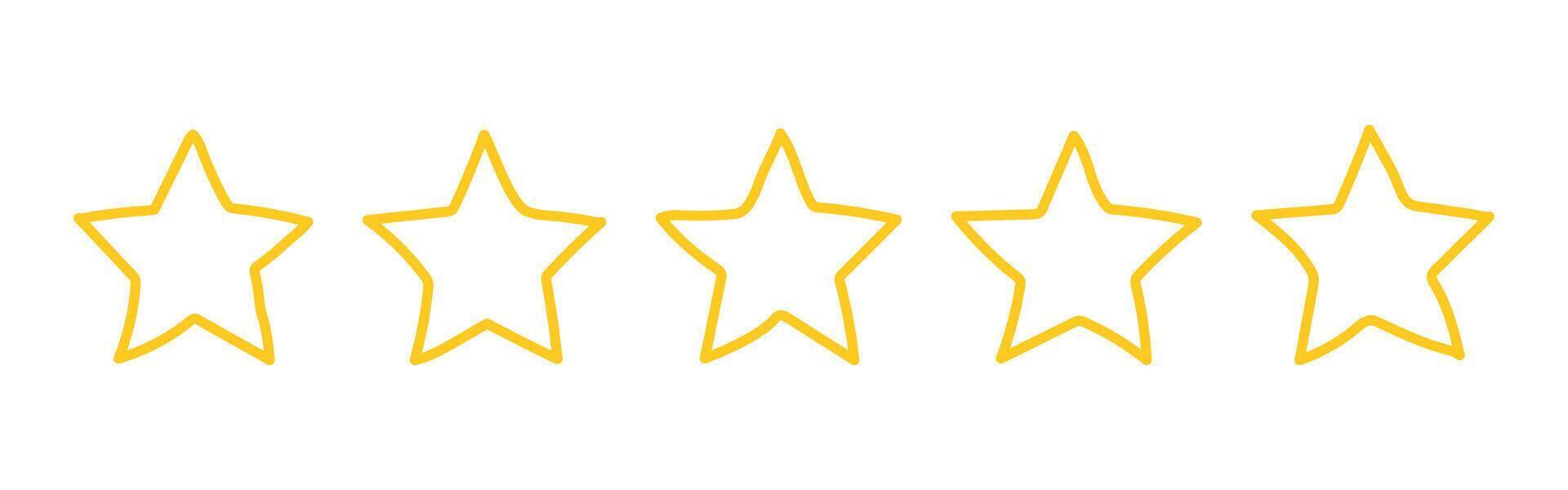 Feedback zero Stars in minimalistic style isolated on transparent background. Yellow shape hand drawn rating. vector