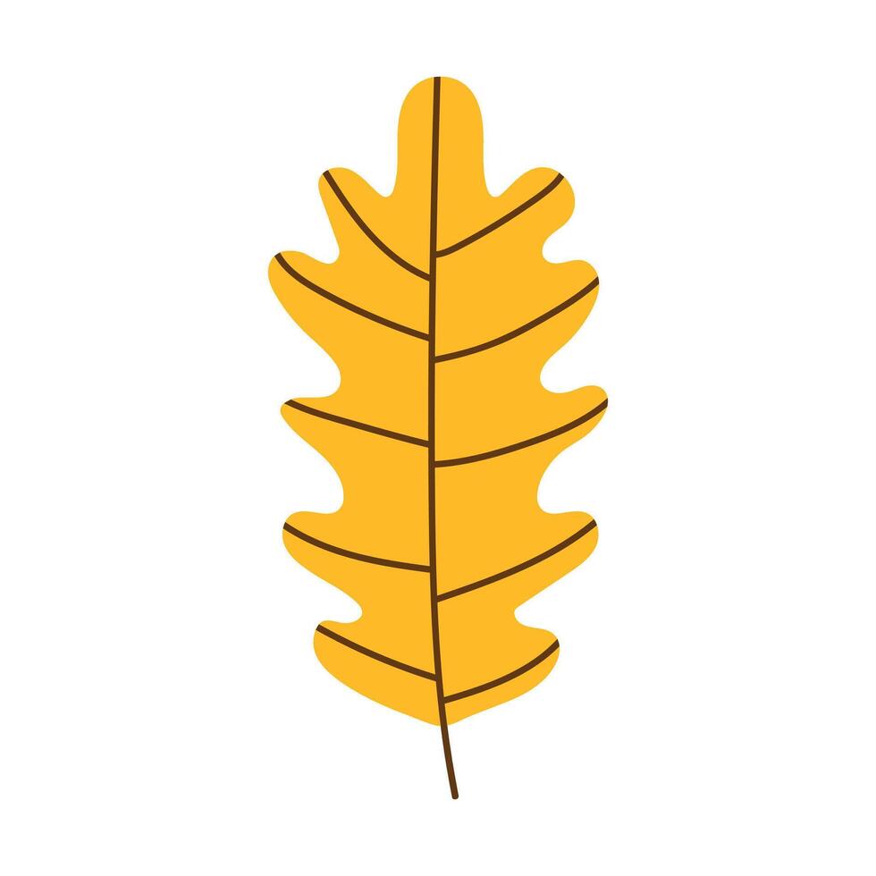 Hand drawn autumn yellow leaf. Simple fall element for design poster, kitchen textiles, clothing and website vector